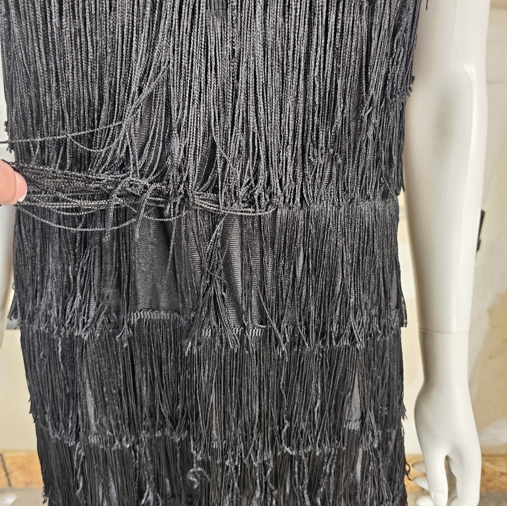 California Costumes Black Fringe Layered 1920's Flapper Dress Size L (Adult) - Picture 7 of 16